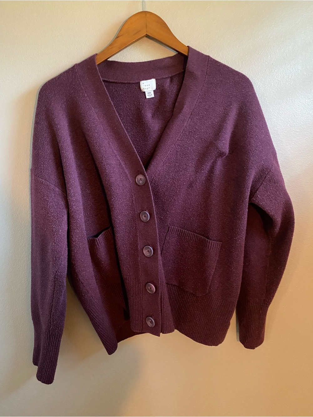 a new day Plum V-Neck Button Cardigan